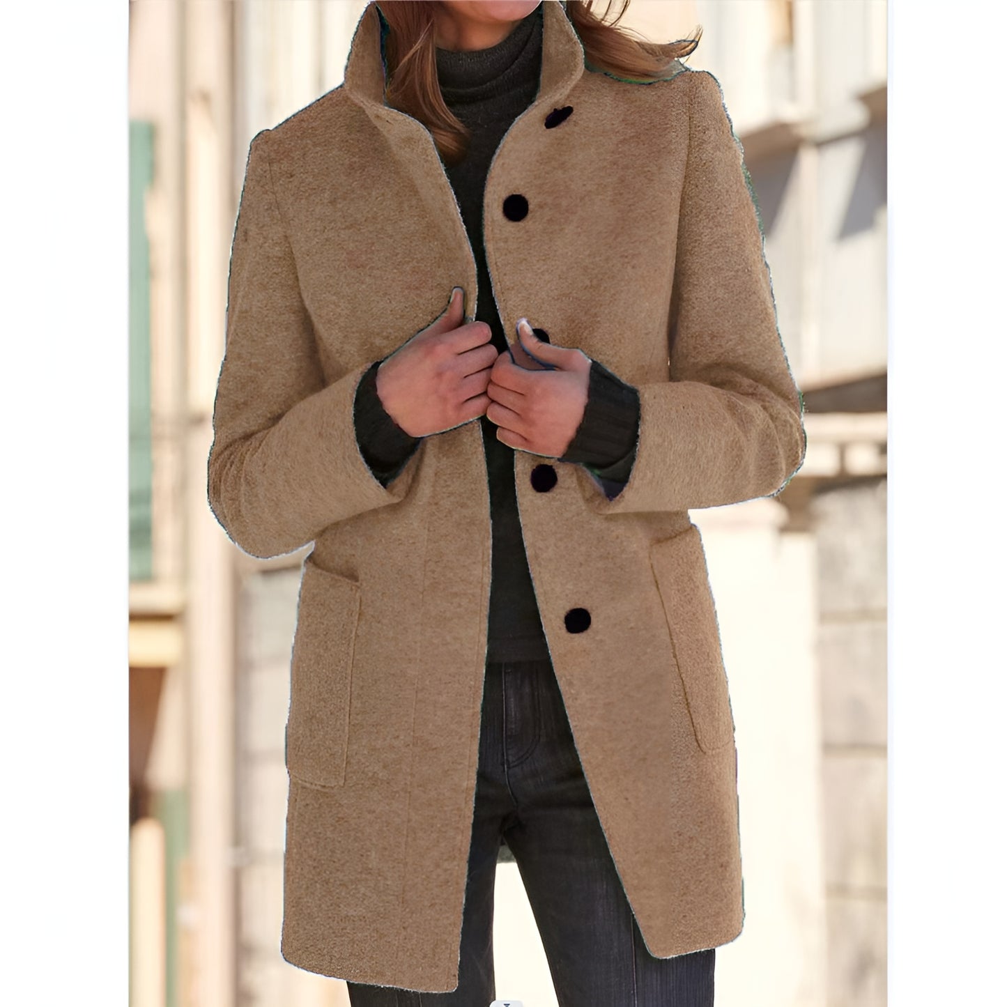 Elunzo™ | Elegant lang frakk med knapper