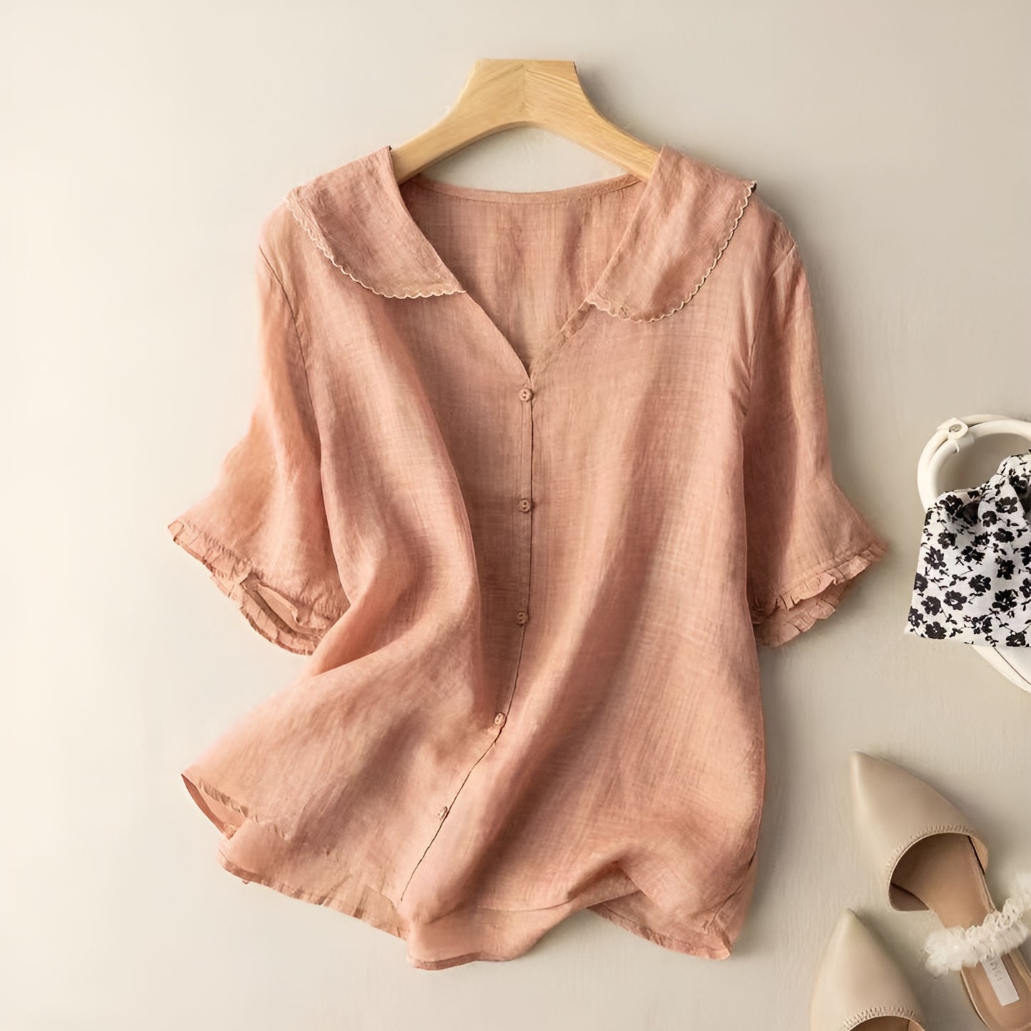 Elunzo™ - Vintage Bluse med Knapper