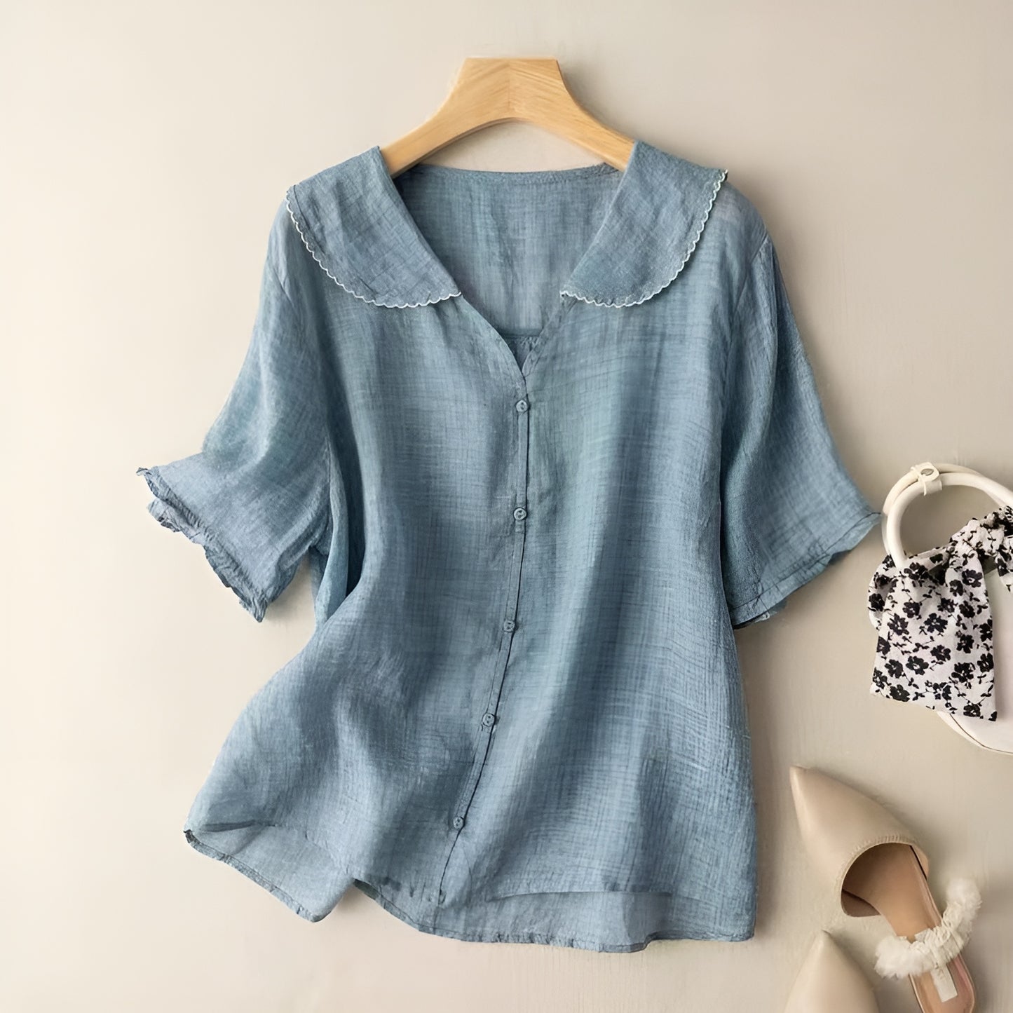 Elunzo™ - Vintage Bluse med Knapper
