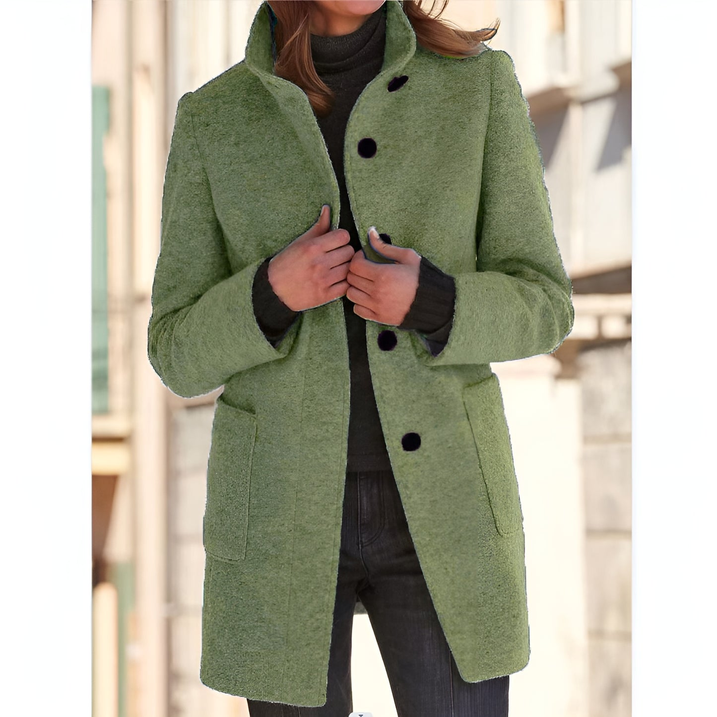 Elunzo™ | Elegant lang frakk med knapper
