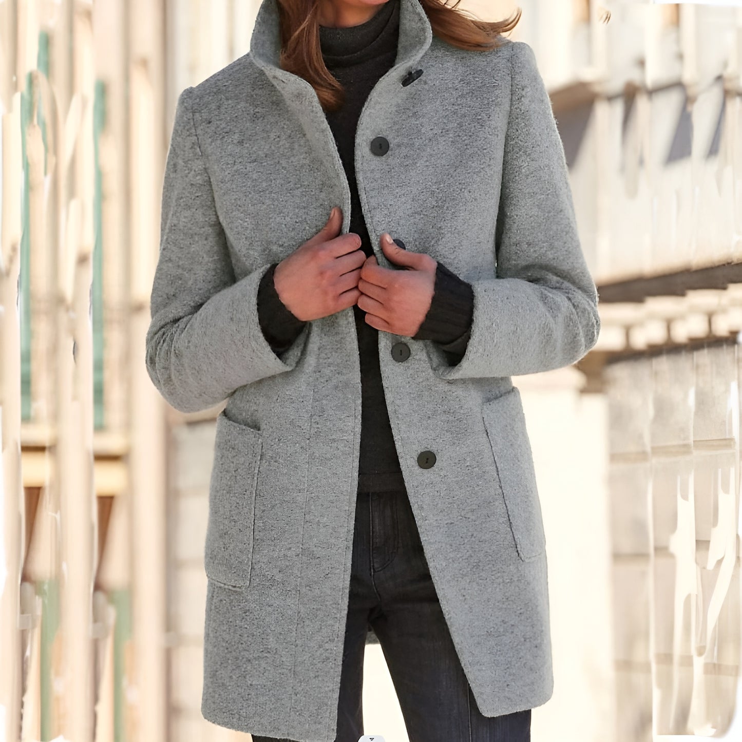 Elunzo™ | Elegant lang frakk med knapper