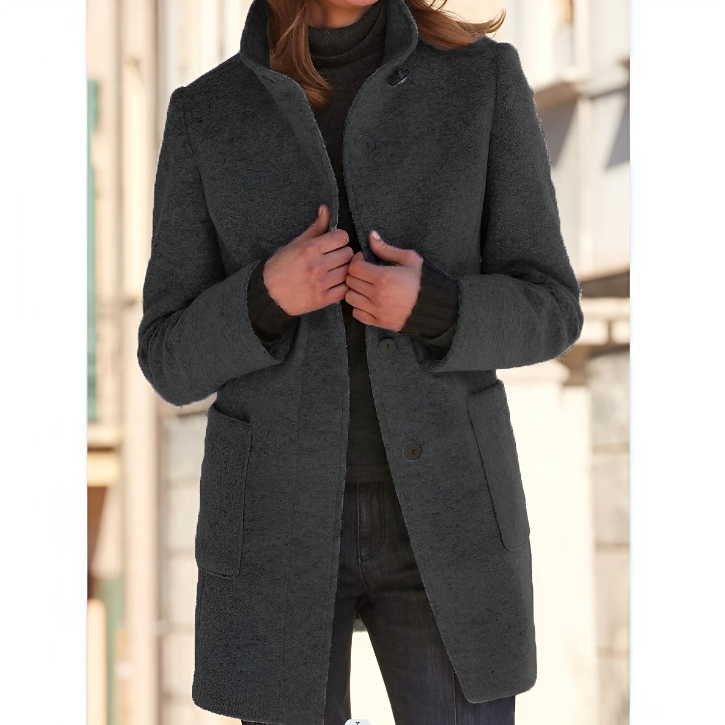 Elunzo™ | Elegant lang frakk med knapper