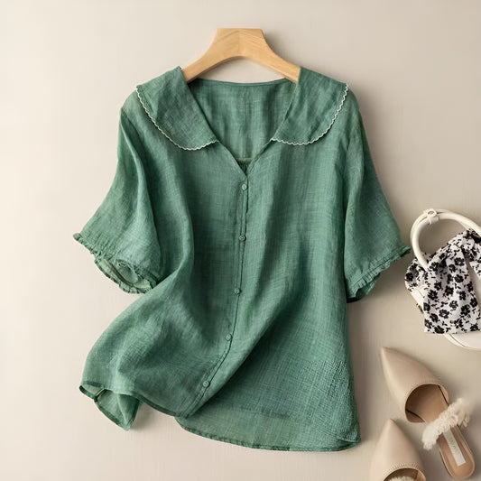 Elunzo™ - Vintage Bluse med Knapper