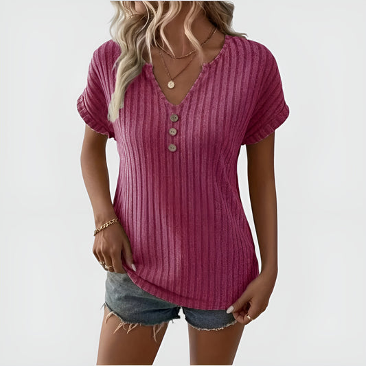 Elunzo™ | Ribbestrikket topp med knapper