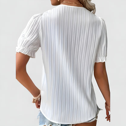 Elunzo™ | Bluse med blonder og plisserte detaljer
